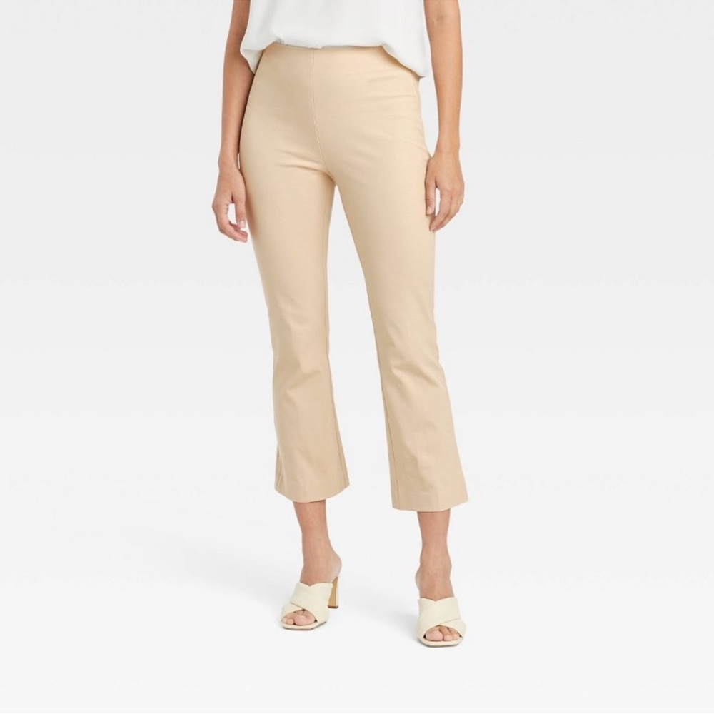 Women's High-Rise Slim Fit Crop Kick Flare Ankle Pants - A New Day Size 8